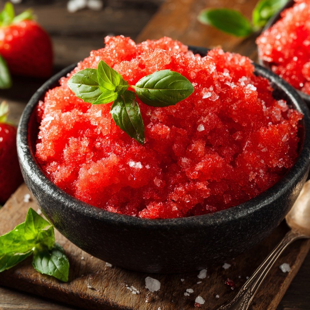Strawberry Basil Granita