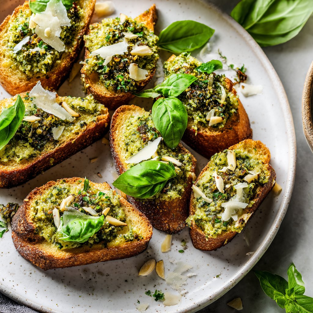 Spring Herb Pesto Crostini