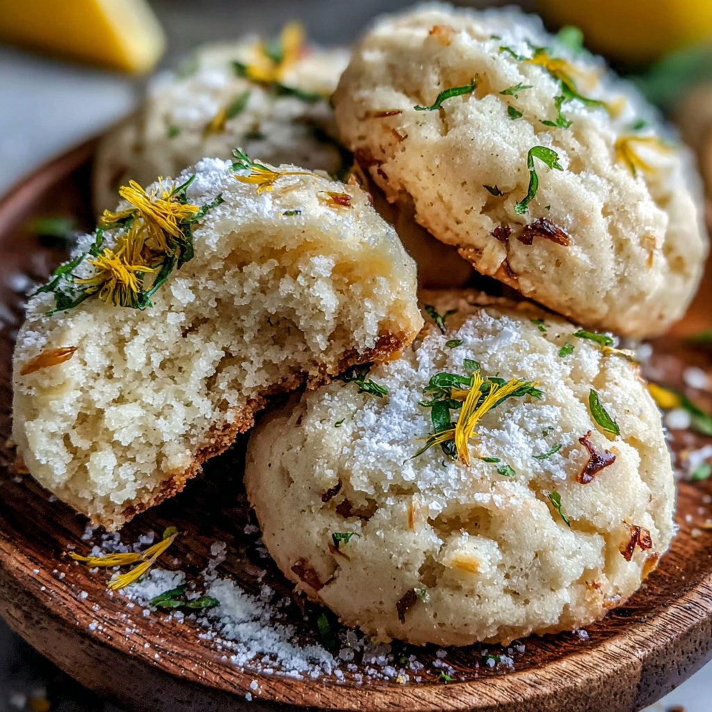Lemon Dandelion Shortbread Cookies