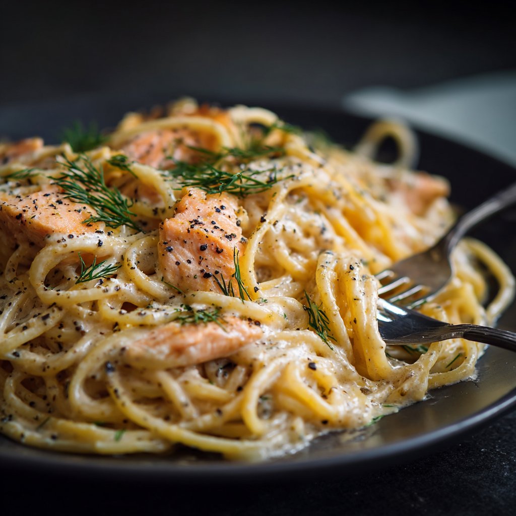 Spaghetti with Salmon Cream Sauce