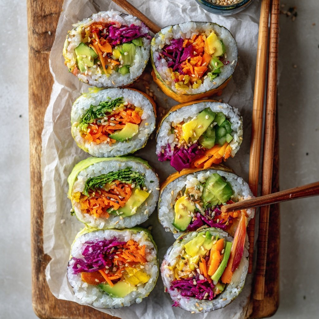 Rainbow Veggie Sushi Rolls